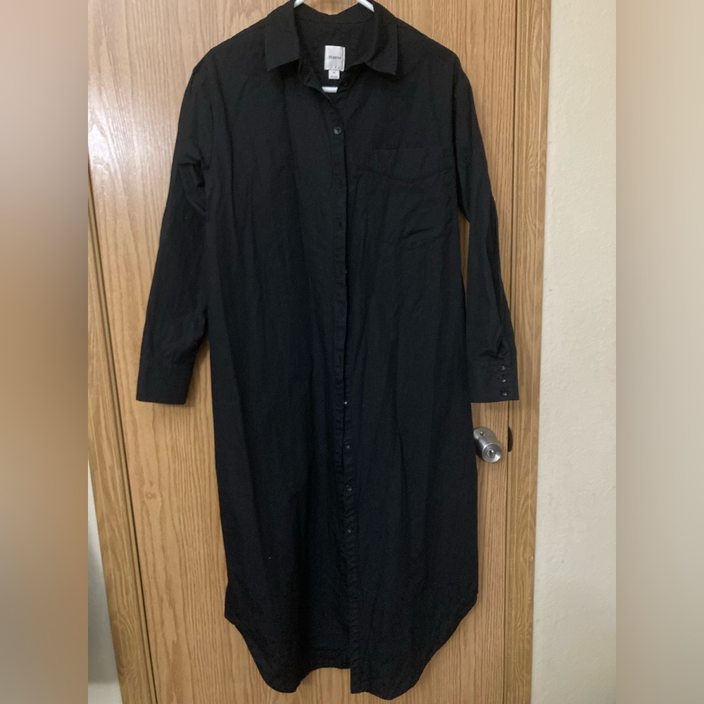 Anthropologie Maeve The Soren Long-Sleeve Shirt Dress in Black Medium